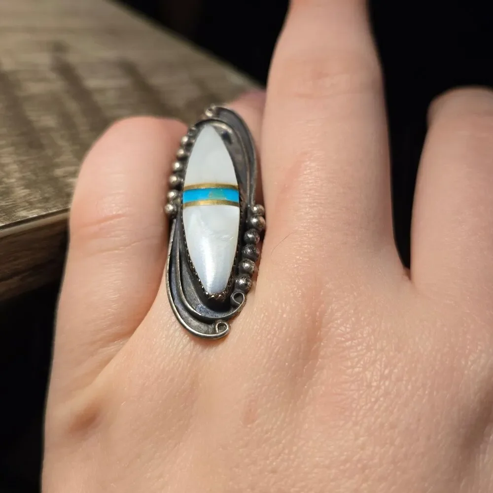 Navajo Sterling Silver Ring sz 8.5 and Cuff Bracelet